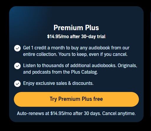 Audible Premium Plus Plan